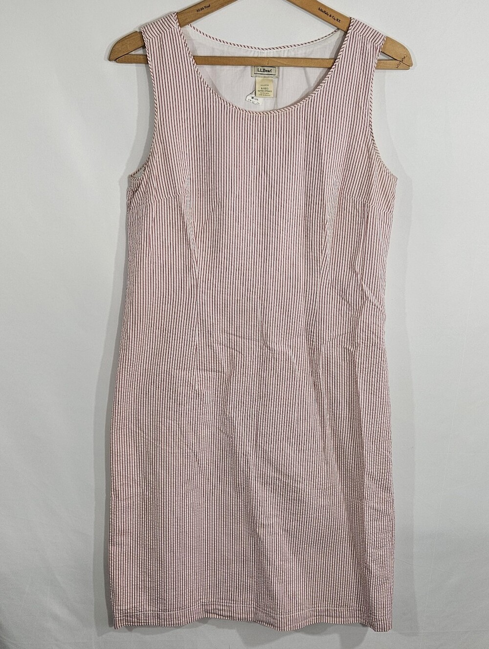 L.L. Bean 100% Cotton Pink + White Striped Sheath Dress
